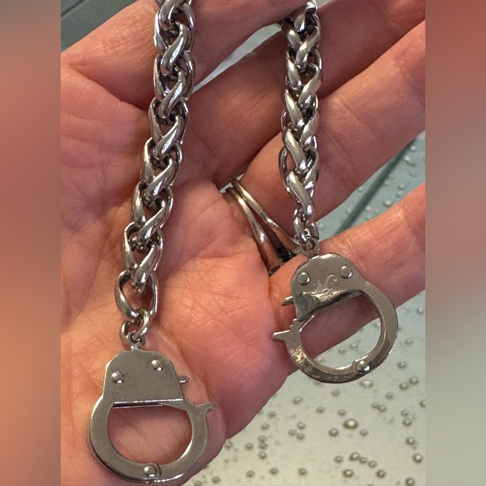 Joseph Nogucci Silver Handcuff Signed With Eye of Horus